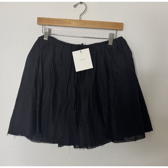 NWT DISSH SIA BLACK DRAWSTRING MINI SKIRT Size 10 - Picture 3 of 9